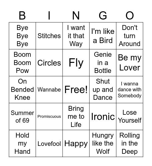 Pop Game 3 Bingo Card