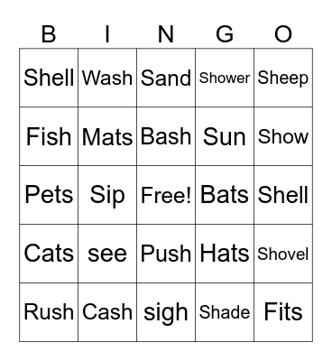 Speech Bingo Card
