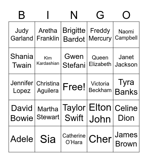 Divas Bingo Card