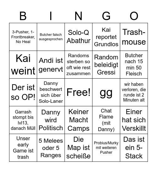 Hots special Bingo Card