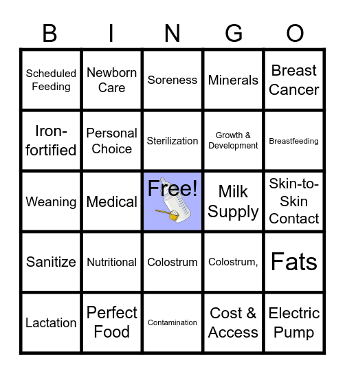 Baby's Gotta Eat Bingo Card