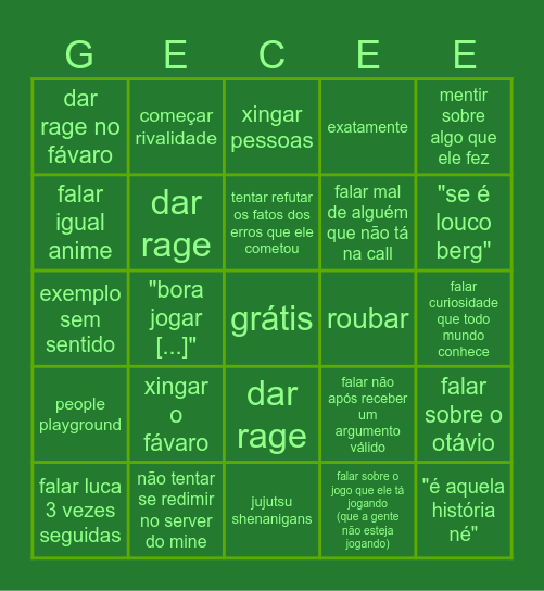 bingo do gc Bingo Card