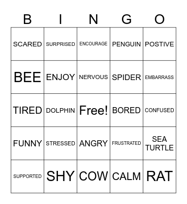 ASL CLUB (JAN 14) (EMOTION/ANIMAL) Bingo Card