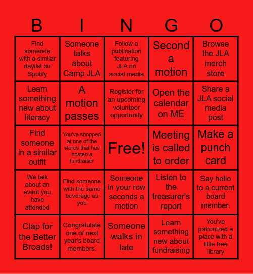 GMM Bingo Card