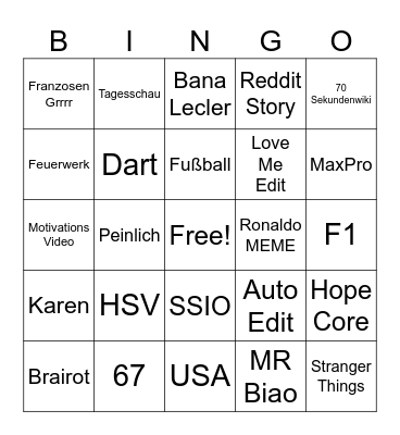 TIK TOK Bingo Card