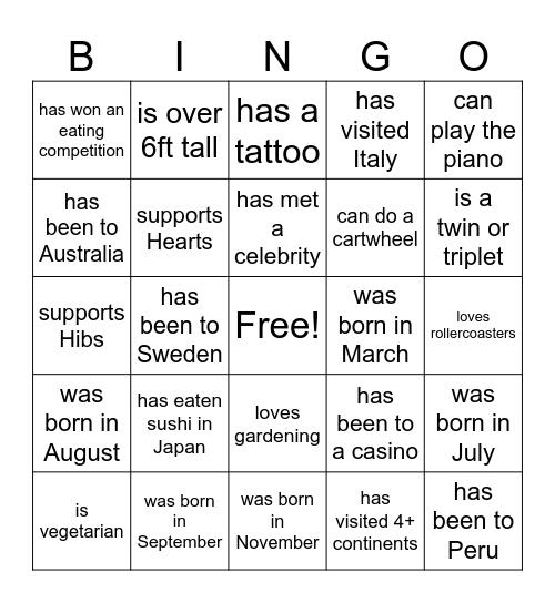Find someone who... Bingo Card