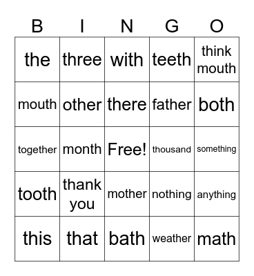 TH Bingo Card