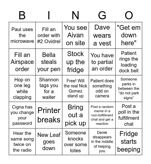 Fulfillment Bingo Card