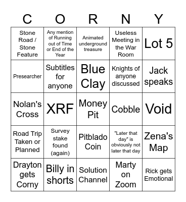 Curse of Oak Island BINGO Card