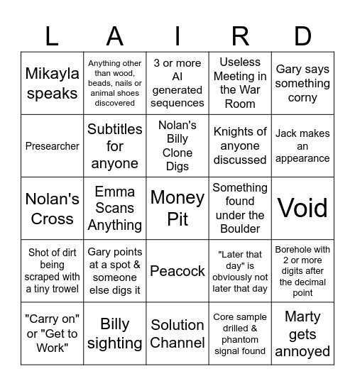 Curse of Oak Island BINGO Card