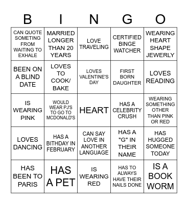 GALENTINES Bingo Card