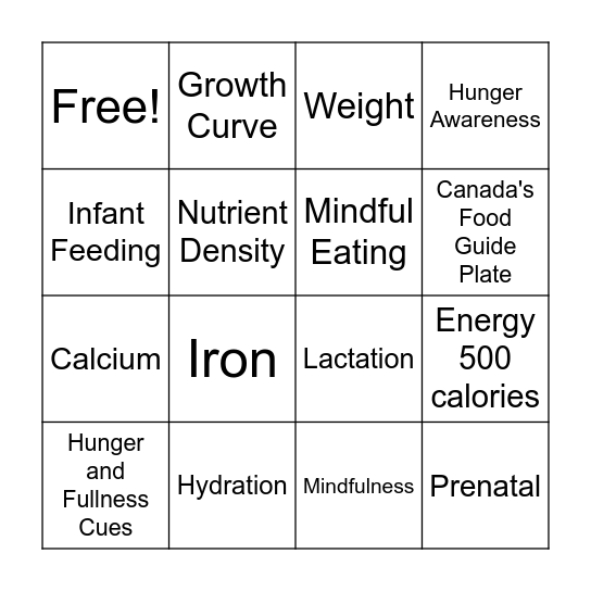 Mom and Baby BINGO Card