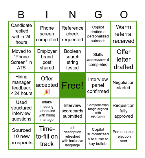 Recruiting Bingo Card