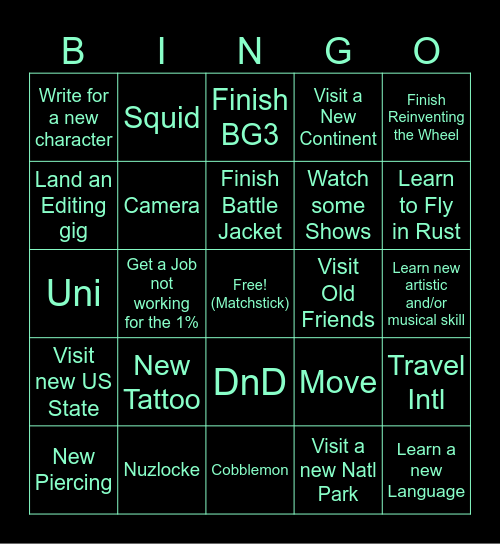 Liz's 2026 Bingo Card Bingo Card