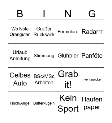 Dr. Hut Bingo Card