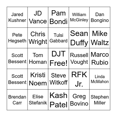 Trump Felony Bingo Card