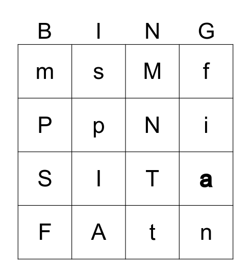 UFLI BINGO - Lesson 1-9 Bingo Card
