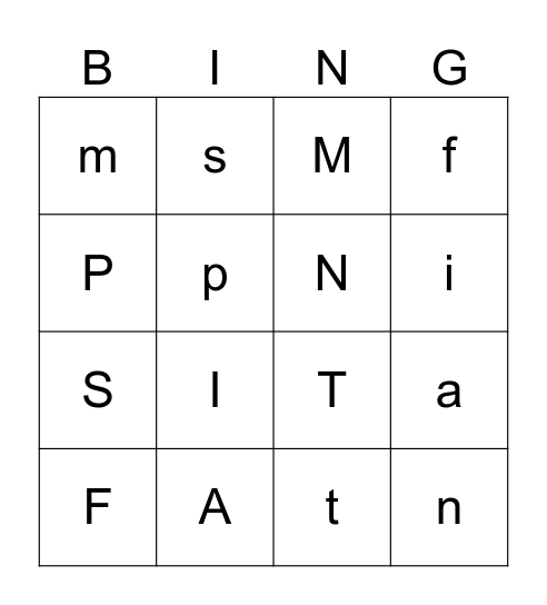 UFLI BINGO - Lesson 1-9 Bingo Card