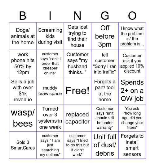 HVAC BINGO Card