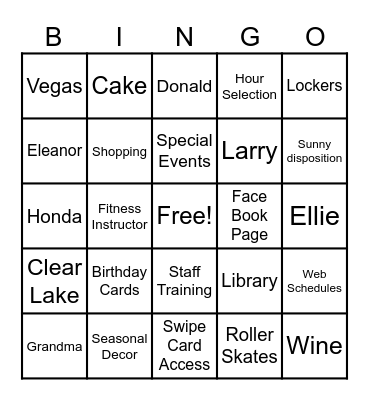 GLORIA BINGO Card