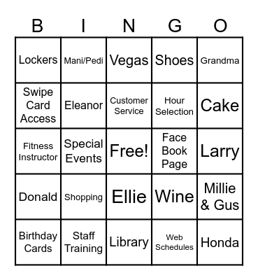 GLORIA BINGO Card
