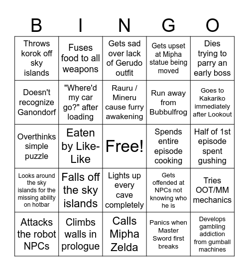 TotK Bingo Card