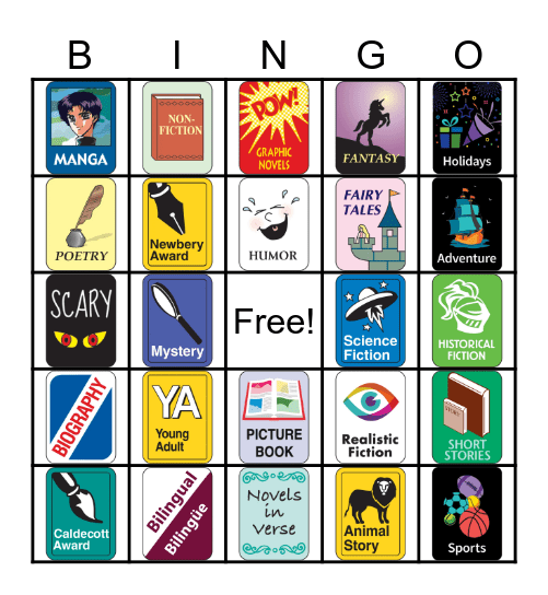 Book Genre Bingo Card