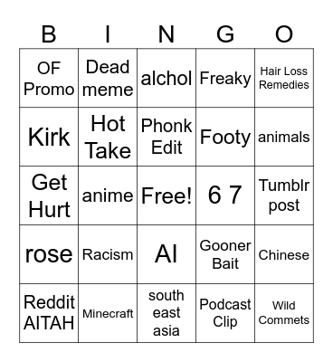 Sarans Instagram Bingo Card