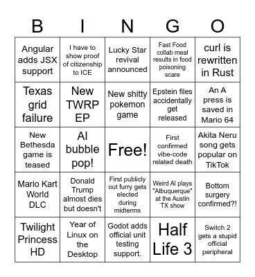 2026 Bingo Card