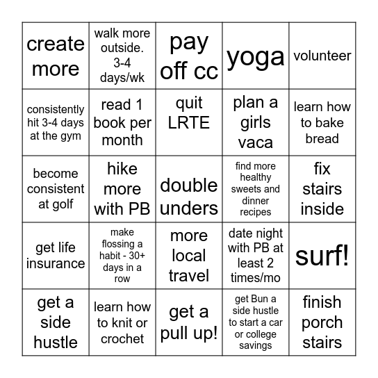 Anni for the 2026 WIN!!!!!! Bingo Card