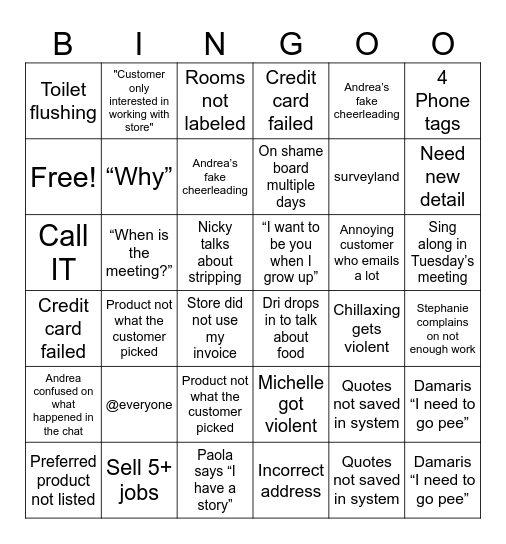 WT Bingo Card