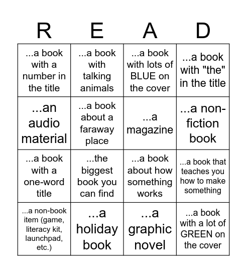 Library Bingo: Check out and enjoy... Bingo Card