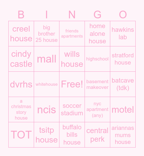 bloxburg builds Bingo Card