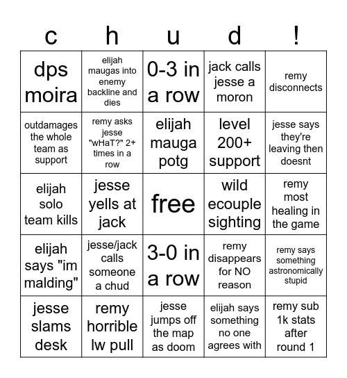 overwat bingo Card