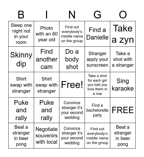 Burr Bachelor Bingo Card