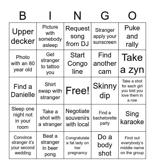 Burr Bachelor Bingo Card