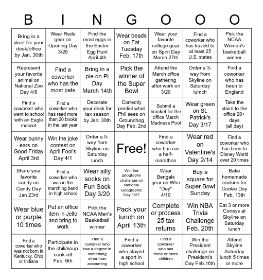 B&A "OFFICE" Bingo 2026 Bingo Card
