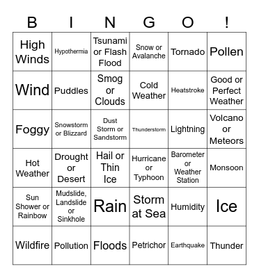 April Showers Bingo Card