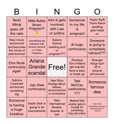2026 Bingo Card Bingo Card
