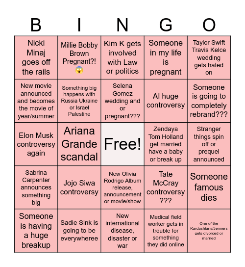 2026 Bingo Card Bingo Card