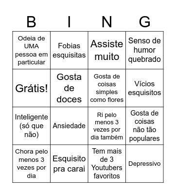 Bingo de personalidade Bingo Card