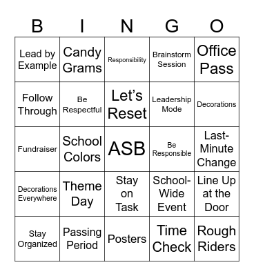 Rough Rider ASB BINGO Card