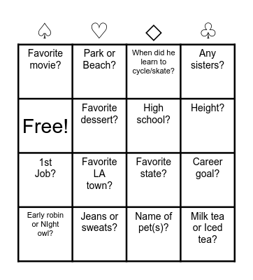 How well do ypu know him? Bingo Card