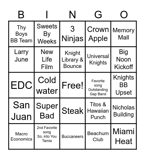 It's All About A.J. BINGO Bash Bingo Card