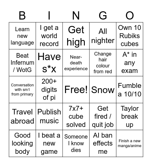 2026 Bingo Card