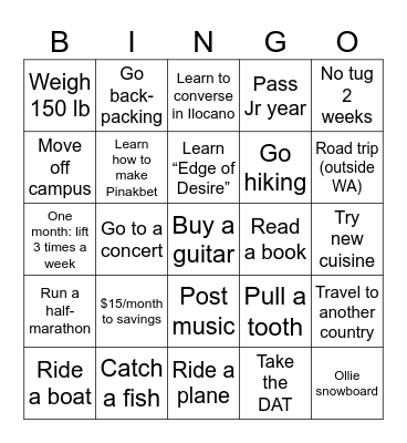 2026 Bingo Card