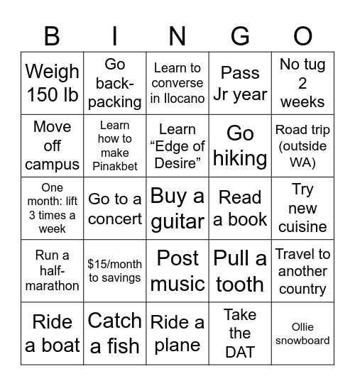 2026 Bingo Card
