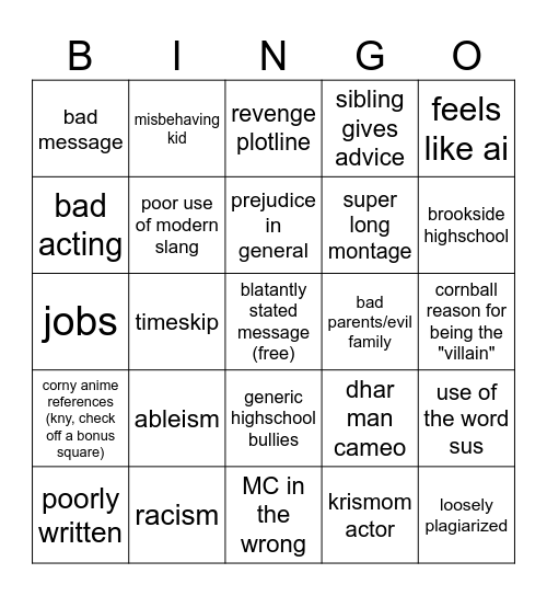 Dhar Mann Bingo Card
