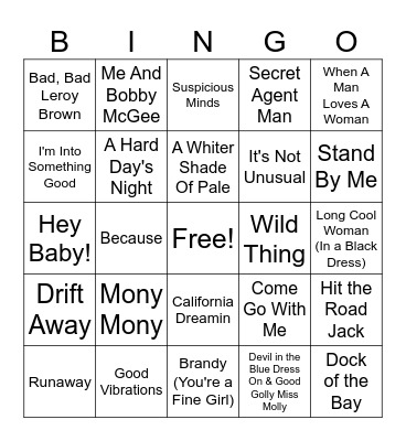 Baby Boomer 2 Bingo Card