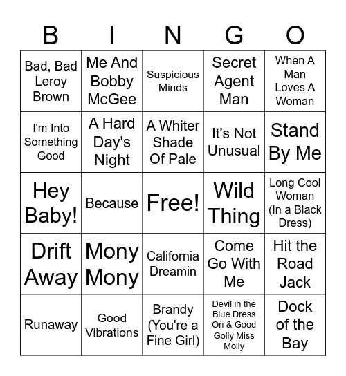 Baby Boomer 2 Bingo Card